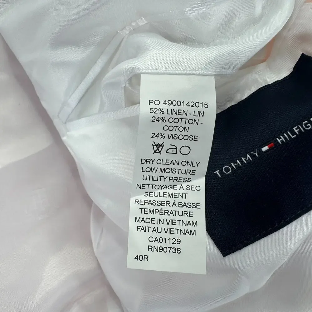 Tommy Hilfiger Mens Conrad Modern Fit Linen Blend Sport Coat Pink 40R